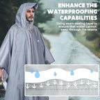 ANYOO Hooded Rain Poncho for Adults Waterproof Lightweight Rain Coat for Men - Image 5