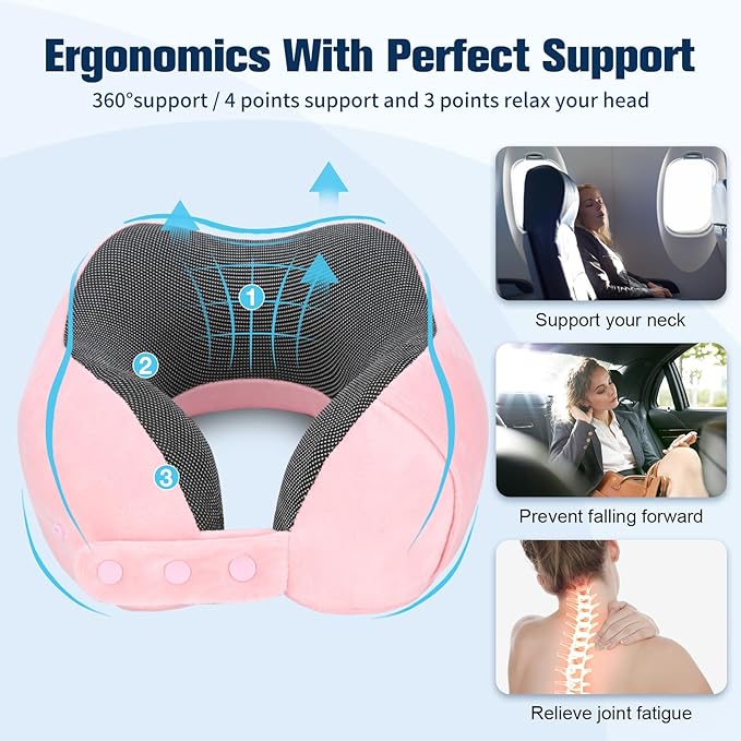 Neck Pillow for Traveling, Travel Pillows for Airplanes, 100% Pure Memory Foam - Image 9