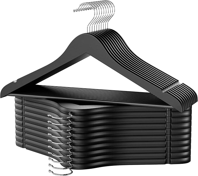 StorageWorks Black Wooden Hangers, 20 Pack Wood Hanger by StorageWorks