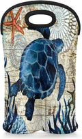 Vintage Sea Turtle 2 Bottle Wine Carrier Tote Bag Insulated Neoprene Portable by Aglebo