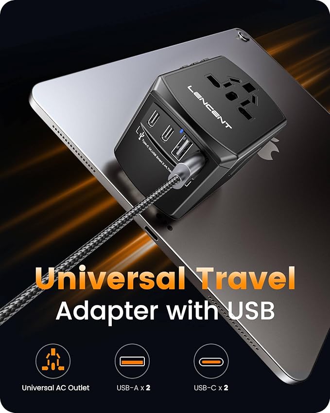 LENCENT Universal Travel Power Adapter, International AC Plug Adaptor - Image 4