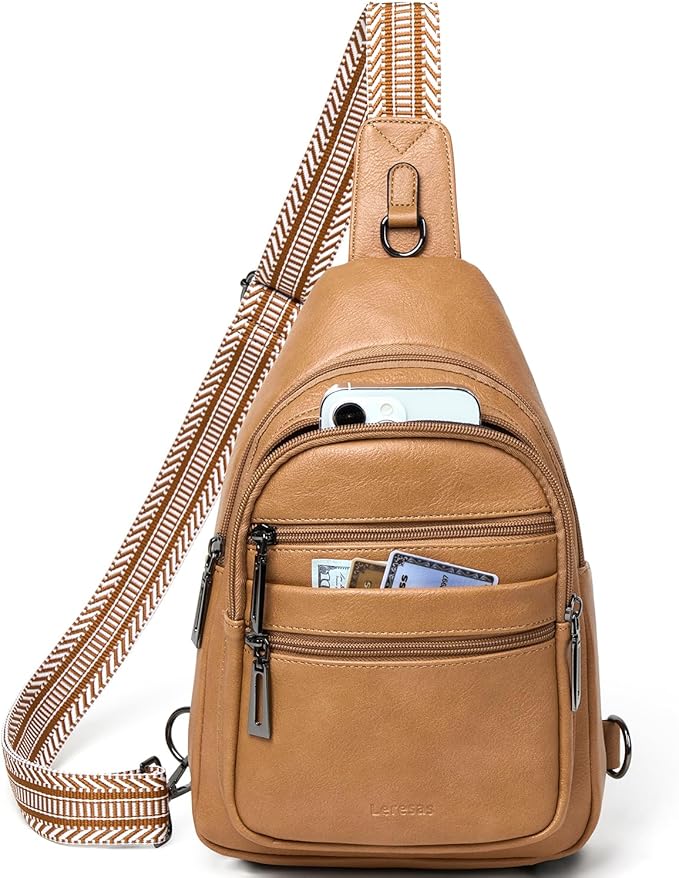 Sling Bag for Women Cross Body Purse Fanny Pack Sling Backpack Vegan Leather by Leresas