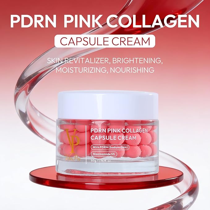 VP PDRN Pink Collagen Capsule Cream – Hydrating Face Moisturizer with Niacinamide, Lightweight Capsule Cream for Radiant, Smooth & Even-Looking Skin, 50g