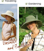 Sun Hats for Women Gardening Hat Wide Brim Ponytail Beach Sun Protection - Image 6