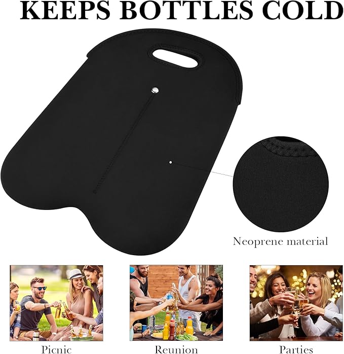 Linkidea Wine Travel Carrier & Cooler Bag, Wine Carrying Tote Picnic Cooler - Image 2