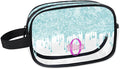 Custom Clear Makeup Toiletry Bag, Personalized Travel Cosmetic Organizer Case Portable Bag with Zipper, Lavender Purple, Light Blue Curtain Glittering