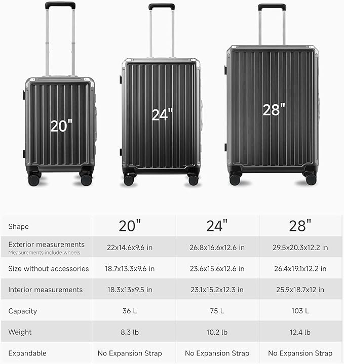 LUGGEX Checked Suitcase with Spinner Wheels, 28 Inch Aluminum Frame Zipperless - Image 9
