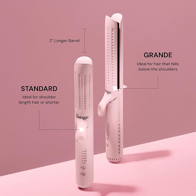 L'ANGE HAIR Le Duo Grande 360° Airflow 2 in 1 Straightener and Curler | 1 Inch Curling Wand & Titanium Flat Iron with 5.3" Plates | Hair Straightener & Curler for Long Hair (Blush)