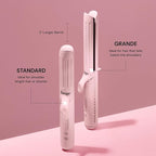L'ANGE HAIR Le Duo Grande 360° Airflow 2 in 1 Straightener and Curler | 1 Inch Curling Wand & Titanium Flat Iron with 5.3" Plates | Hair Straightener & Curler for Long Hair (Blush)