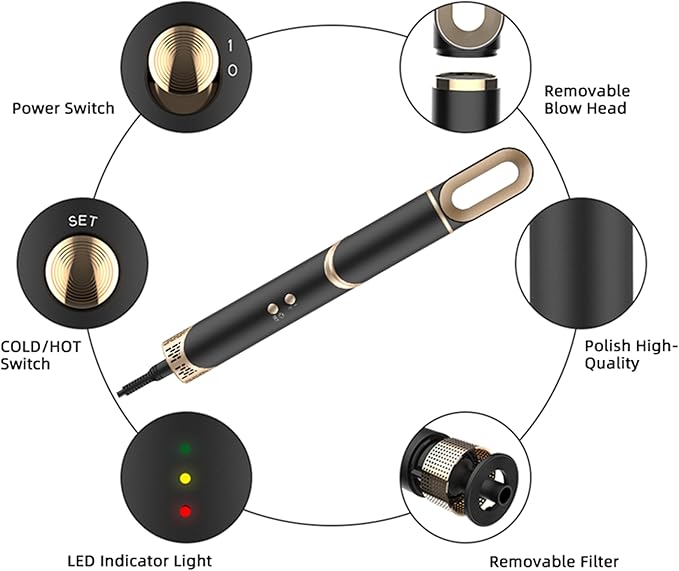 5-in-1 Hot Air Styler,Foldable Design 110,000 RPM High-Speed Hair Dryer Brush,Auto-Wrap Curlers for Curling,Straightening,Volumizing, Frizz-Free & No Heat Damage,Includes Travel Bag,Gift for Women