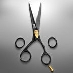 Razor Sharp Hair Scissors - 6.5" - Hammer Forged & Hand Sharpened - 100% Stainless Steel - RIGHT HANDED (Black)