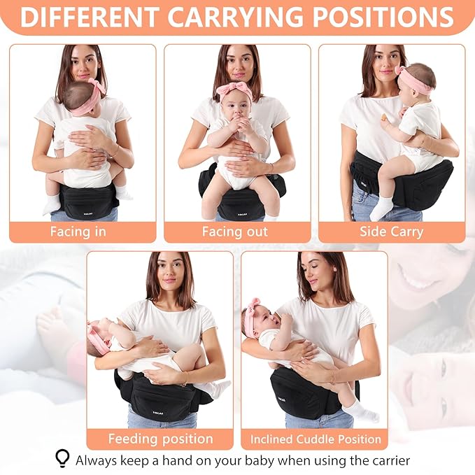 HKAI Baby Carrier Hip Seat, Mom’s Choice Award Winner, Advanced Large Capacity - Image 8