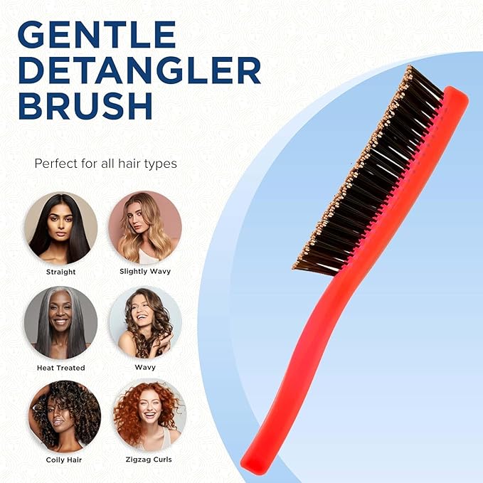 Giorgio GIO1 Gentle Hair Brush Dresser Size. Wet & Dry Pro Hair Brush Detangler. Soft for Sensitive Scalp. Good For Men Women & Kids All hair lengths. Durable and Anti-Static. (Set, Red)