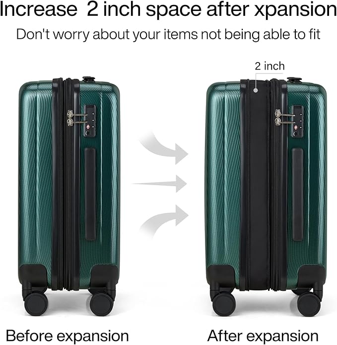 Hanke Expandable Hardshell Luggage Sets 3 piece Carry on Luggage - Image 3