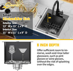 Small Black Kitchen Sink, 13x15 Inch Stainless Steel Drop In Topmount Kitchen - Image 3