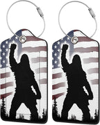American Flag Leather Luggage Tag by Ovitssrk