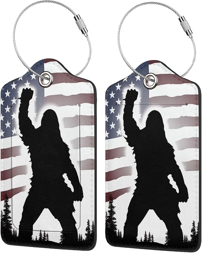 American Flag Leather Luggage Tag by Ovitssrk
