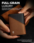 Jenoss Smart Wallet For Men: Full Grain Leather, Handcrafted, Slide Metal Pop - Image 2