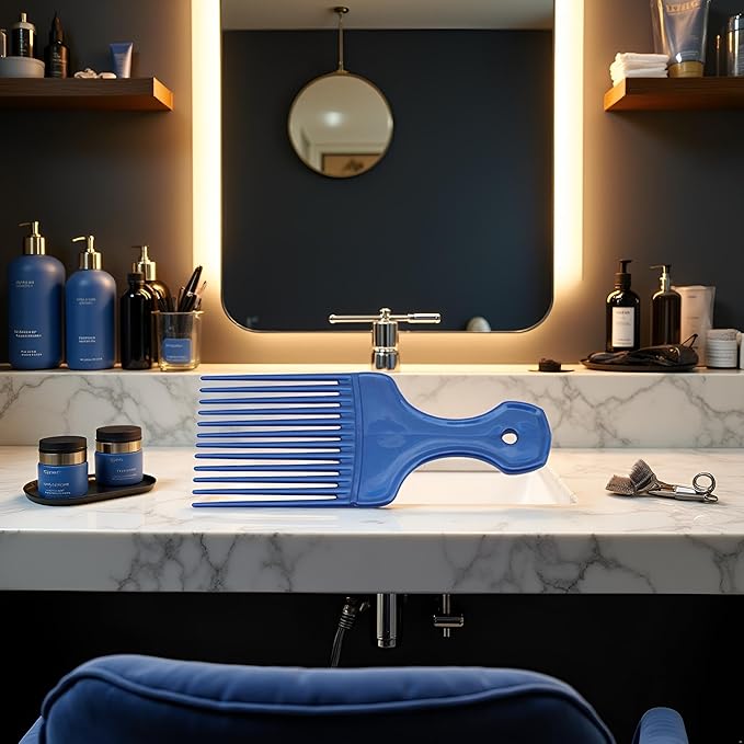 Blue Salon-Style Hair Pick and Barber Comb, Pick Comb for Curly Hair and Parting Care for Thick Quality Barber Supplies, Styling Tools and Appliances, Hair Combs