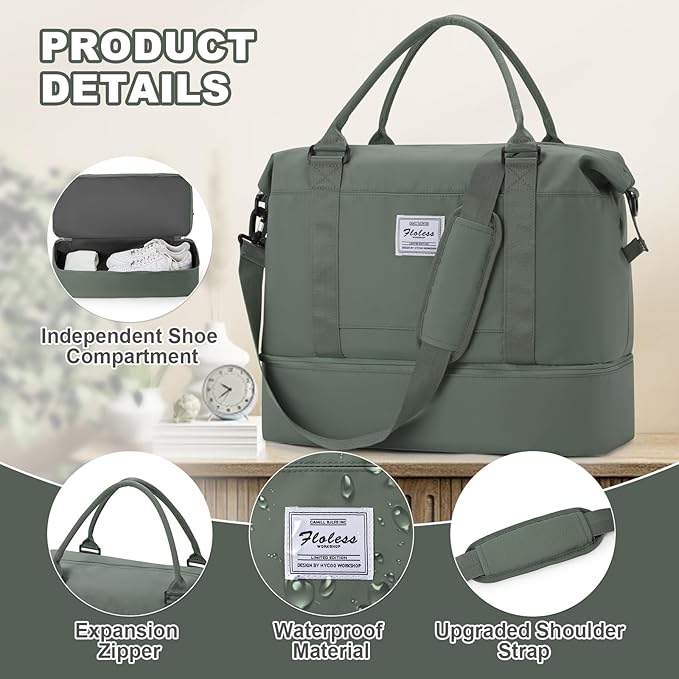 Travel Duffel Bag, Sports Tote Gym Bag, Shoulder Weekender Overnight Bag - Image 6