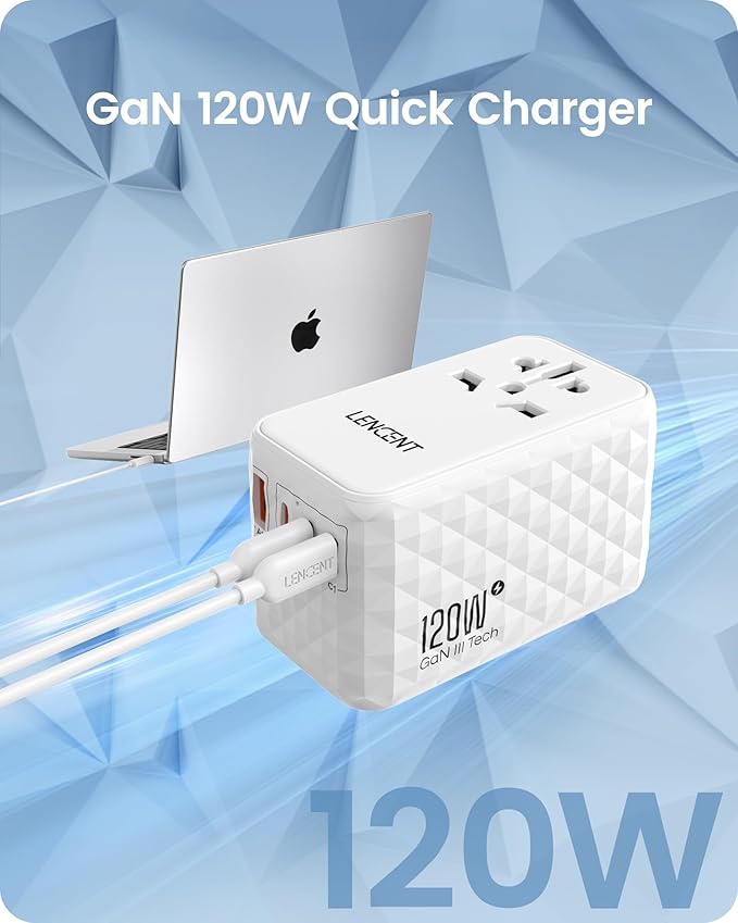 LENCENT 120W International Travel Adapter, Universal Travel Adapter - Image 3