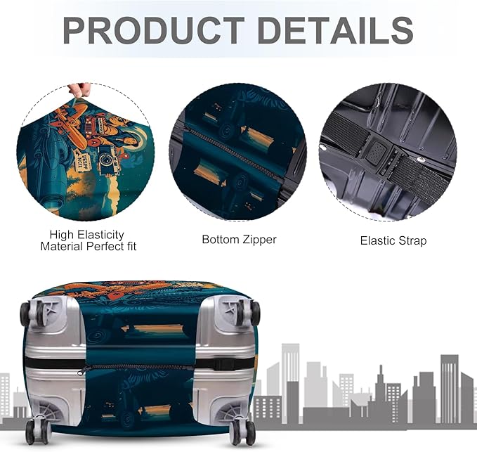 ANNA QUEEN Funny Adventure Travel Luggage Cover, Explore-Themed Suitcase - Image 3