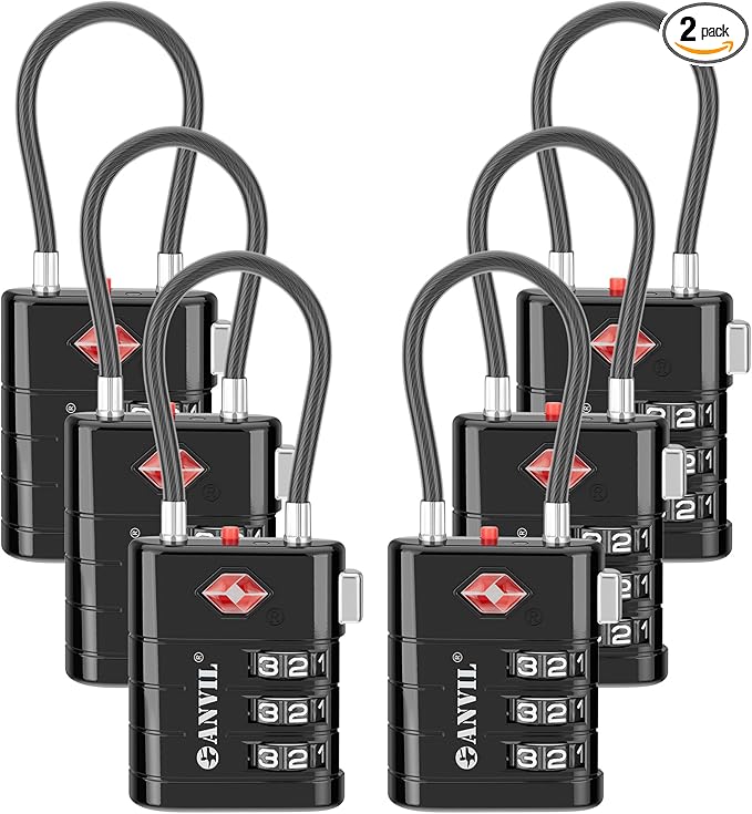 ANVIL TSA Approved Luggage Locks – High Security TSA008 Combination Travel Locks by ANVIL