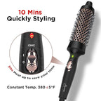 Aima Beauty Hair Curling Iron Brush, 1.5" Ceramic Hot Brush for Loose Curls, Dual Voltage & 60Mins Auto-Off, Black
