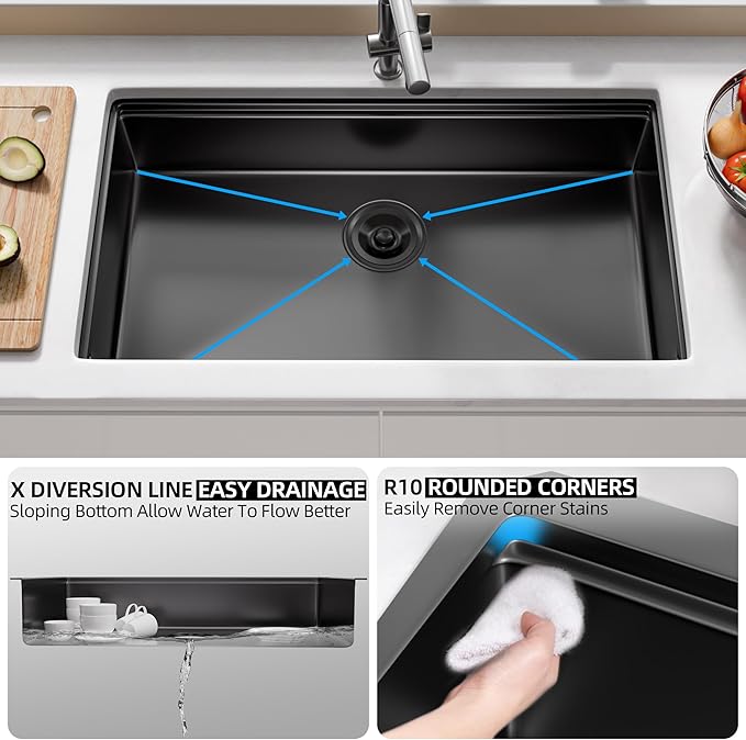 30 Inch Undermount Kitchen Sink Stainless Steel, 30x19 Undermount Workstation - Image 4