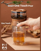 ZENS Modern Glass Infuser Teapot, One Touch Tea Maker - Image 2