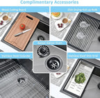 33 Inch Black Drop In Kitchen Sink Workstation-Bokaiya 33x22 Black Stainless - Image 9