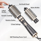 DAILYLIFE Rotating Hair Dryer Brush for Women, Spinning Blowout Brush, with 2 Brushes (1.5" & 2"), Ceramic Barrel, Negative Ion, Black and Gold