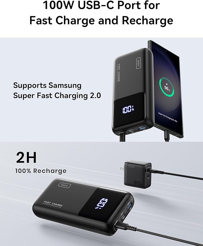 INIU Power Bank, 25000mAh 100W USB C Laptop Portable Charger, PD QC Fast - Image 4