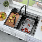 33 Inch Black Waterfall Drop In Kitchen Sink - Image 2