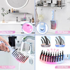 Boar Bristle Hair Brush, Curved Vented Detangler Brush Faster Blow Drying, Paddle Detangling Brush for Women Men Kids Wet Dry Long Curly Thick Straight Hair, Make Hair Shiny and Healthier(Purple+Blue)