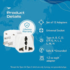 Ceptics Travel Adapter with Types A-M Plugs, Travel Plug Adapter Set Compatible - Image 3