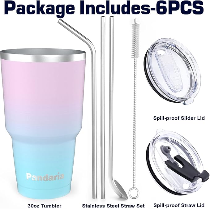 30 oz Leak Proof Tumbler with Straw, Stainless Steel Vacuum Insulated Tumbler - Image 2