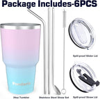 30 oz Leak Proof Tumbler with Straw, Stainless Steel Vacuum Insulated Tumbler - Image 2