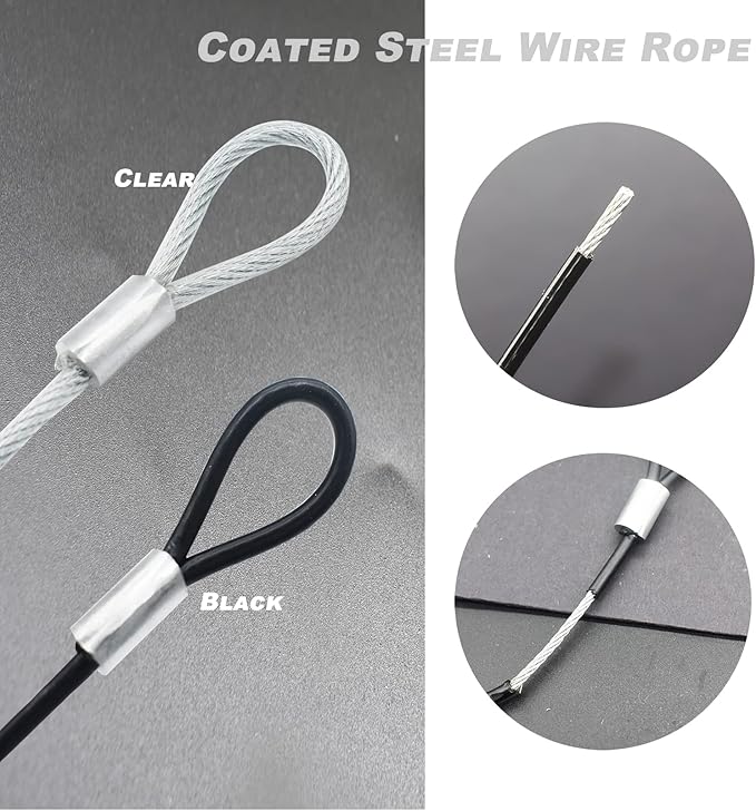 4 pcs 20 inch 5mm Thickness Vinyl Cover Coated Galvanized Steel Wire Cable - Image 4