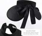 Camptrace Sun Visors for Women Wide Brim Beach Hat Foldable Straw Visor Hat - Image 3