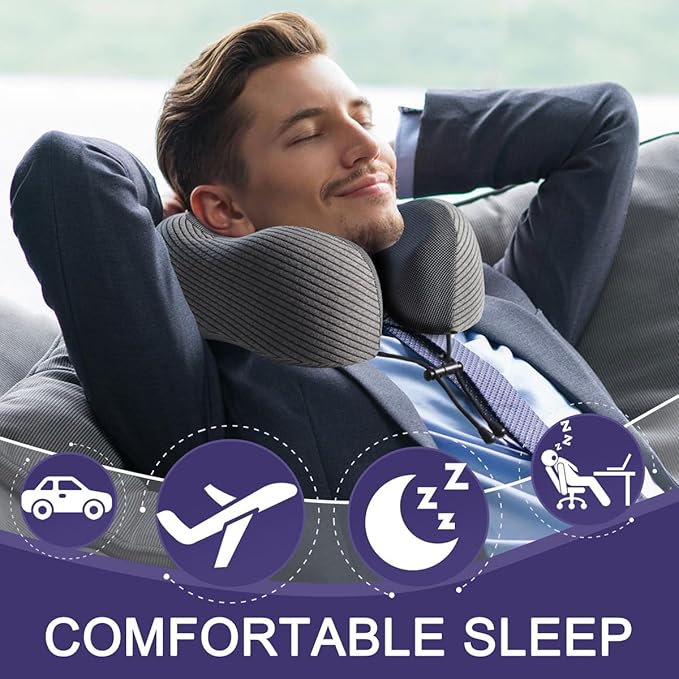 napfun Travel Pillow, 100% Pure Memory Foam Neck Pillows - Image 2