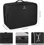 Relavel Extra Large Makeup Case with Makeup Brush Bag, Travel Makeup Train Case Professional Makeup Artist Bag Portable Nail Organizer Box Art Supply Case (Black with Makeup Brush Bag)