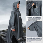 ANYOO Hooded Rain Poncho for Adults Waterproof Lightweight Rain Coat for Men - Image 6