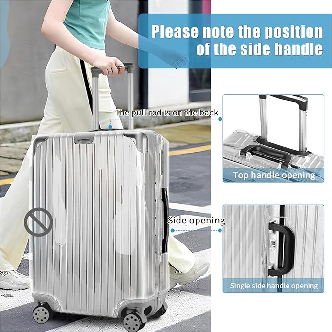 Yotako Upgraded Zippered Clear PVC Suitcase Cover, 26 Inch Luggage Covers - Image 4