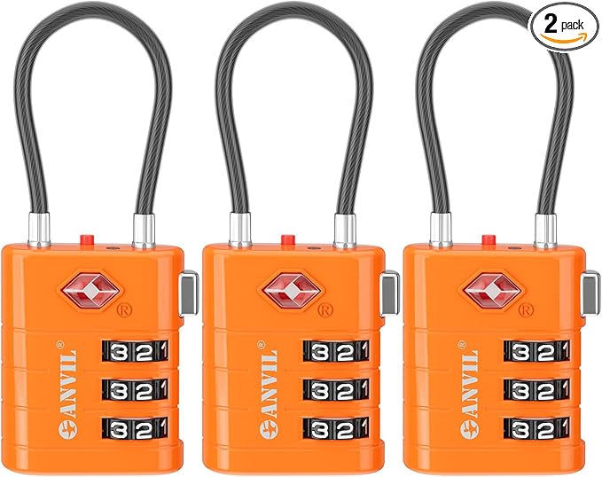 ANVIL TSA Approved Luggage Locks – High Security TSA008 Combination Travel Locks by ANVIL