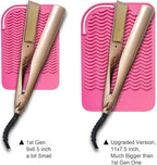 11" X 7.5" Large Size Heat Resistant Silicone Travel Mat, Anti-Heat Pad for Hair Straighteners, Hair Rollers, Curling Irons, Flat Irons and Other Hair Styling Tools - Baby Pink