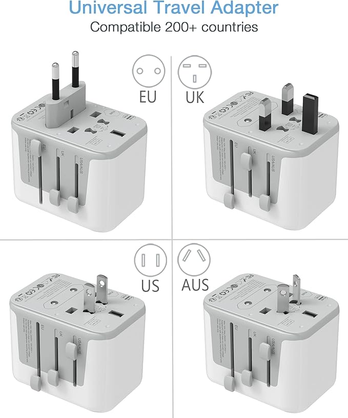 TESSAN Universal Travel Adapter, International Power Adapter 5.6A 28W 3 USB C 2 - Image 2
