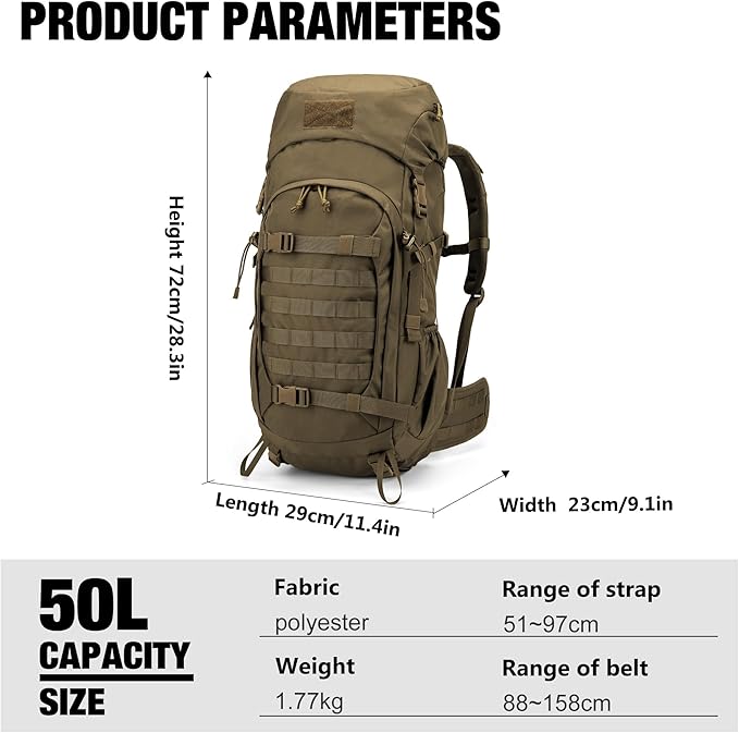 Mardingtop 50L Hiking Backpack, Backpacking Backpack - Image 3