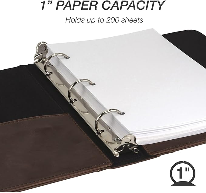 Samsill Vintage Leather Mini 3 Ring Binder 1 Inch Round Ring, 5.5 x 8.5 Inch - Image 6