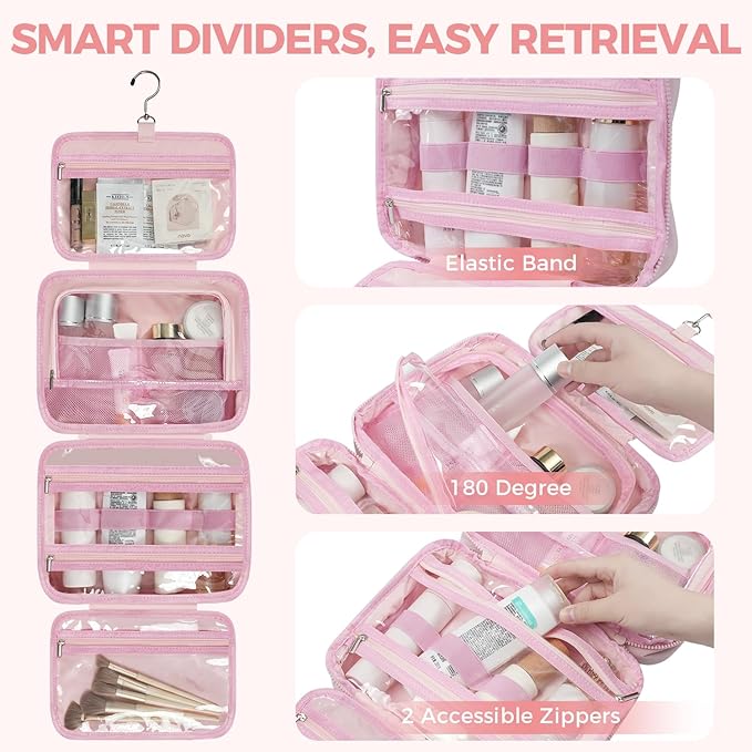 Toiletry Bag For women, Portable Hanging Organizer, 4 Leakproof Compartment for - Image 5